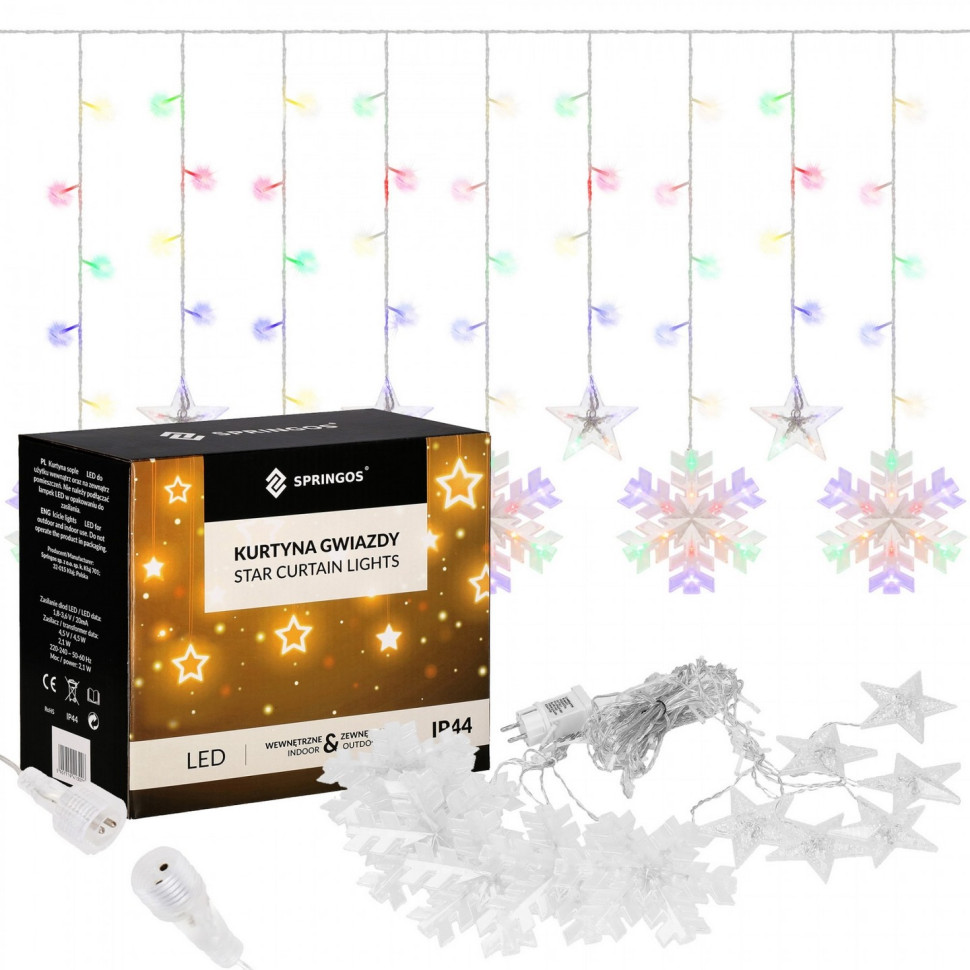 Гирлянда бахрома уличная Springos CL4019, 2.7 м 138 LED, Mix