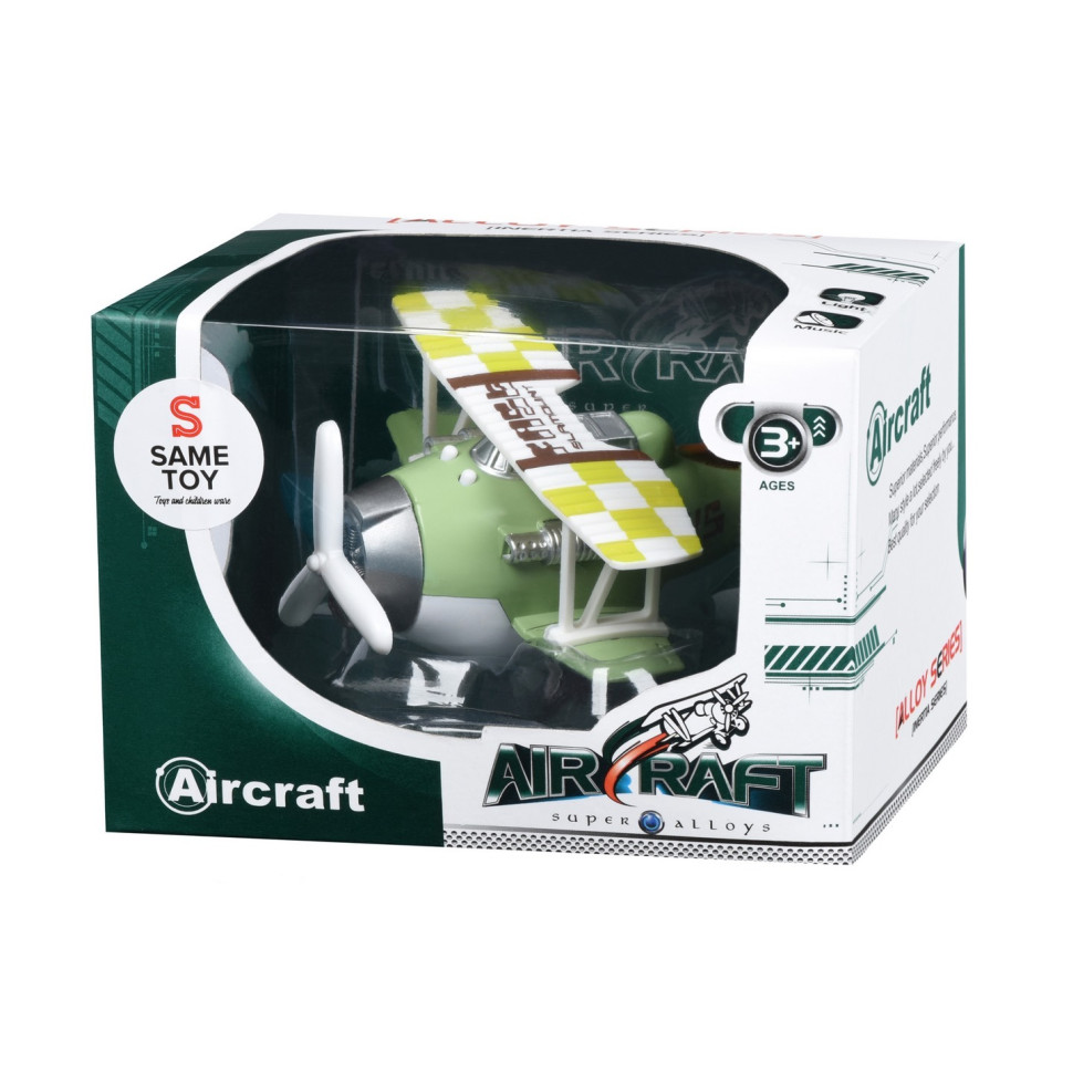 Самолет металический инерционный Same Toy Aircraft зеленый со светом и музыкой SY8015Ut-2