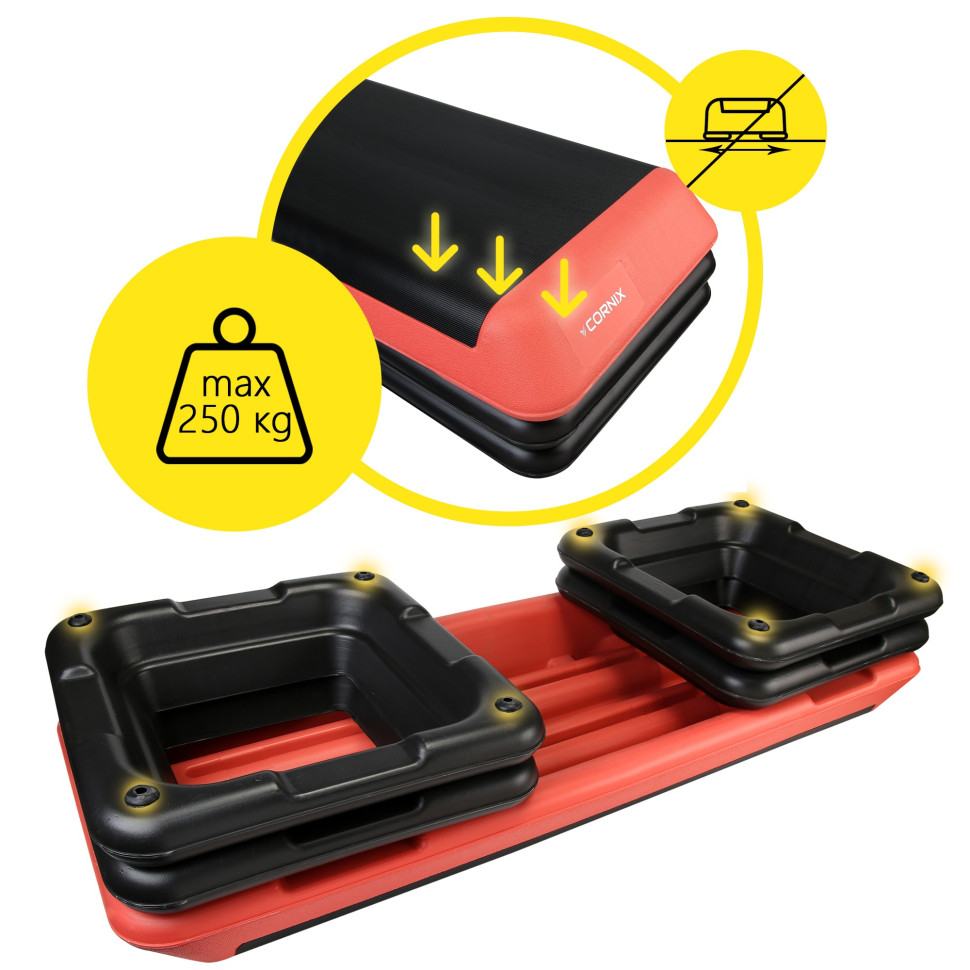 Степ-платформа 3-ступенчатая Pro Cornix XR-0404 Black/Red 109 х 41 х 10-20 см