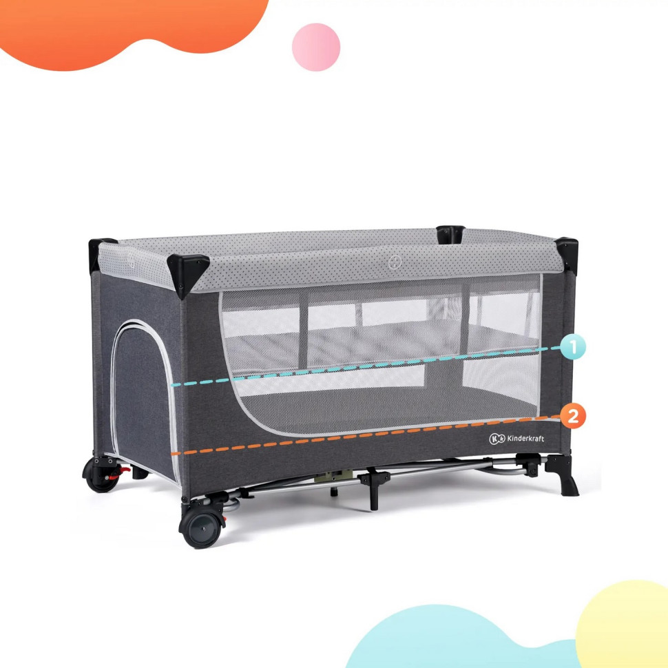 Кровать-манеж Kinderkraft KCLEOD00GRY0000 Leody Grey