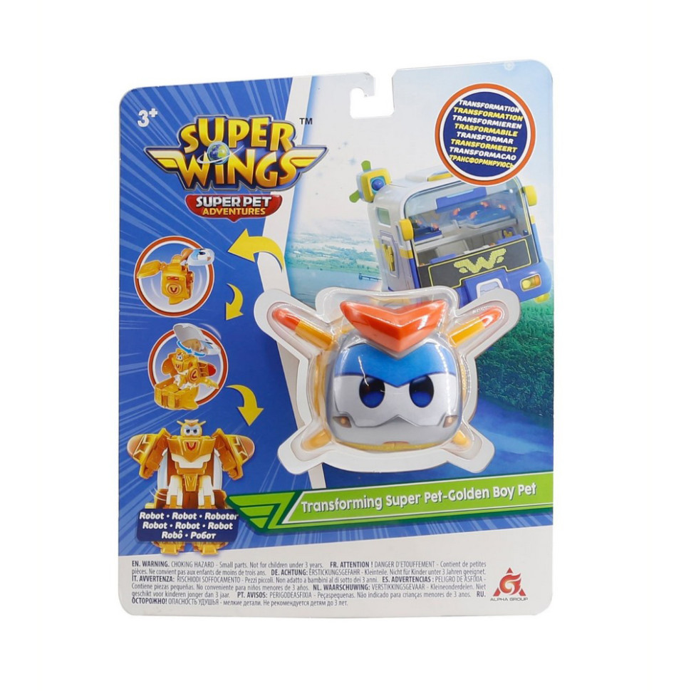 Игровая фигурка-трансформер Transforming Super Pet Золотой Мальчик Super Wings EU770644
