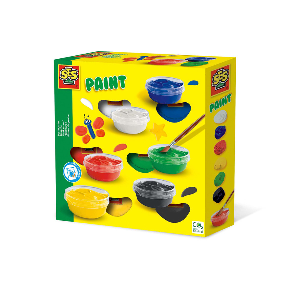 Гуашь Краски радуги SES Creative 00361S, 6 цветов в пластиковых баночках