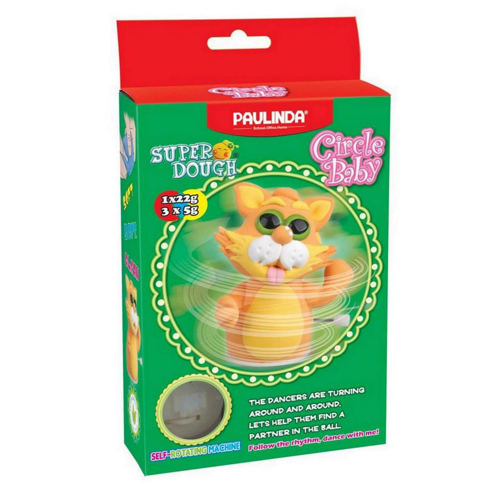 Масса для лепки Paulinda Super Dough Circle Baby Кот заводной механизм, оранжевый PL-081177-4