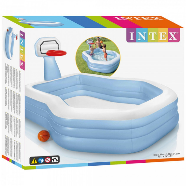 Надувной бассейн Intex 57183 ремкомплект, 682 л, 257х188х130 см