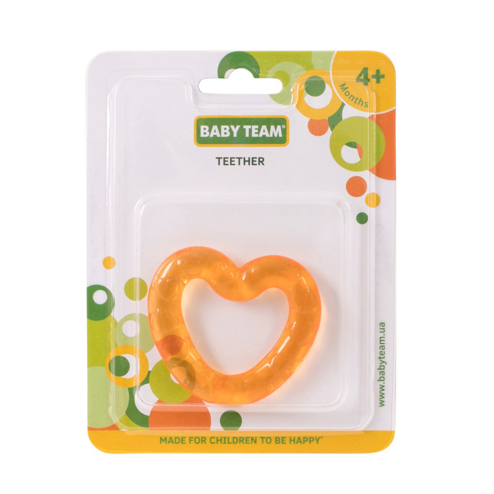 Прорізувач силіконовий Baby Team 4005_помаранчеве сердечко