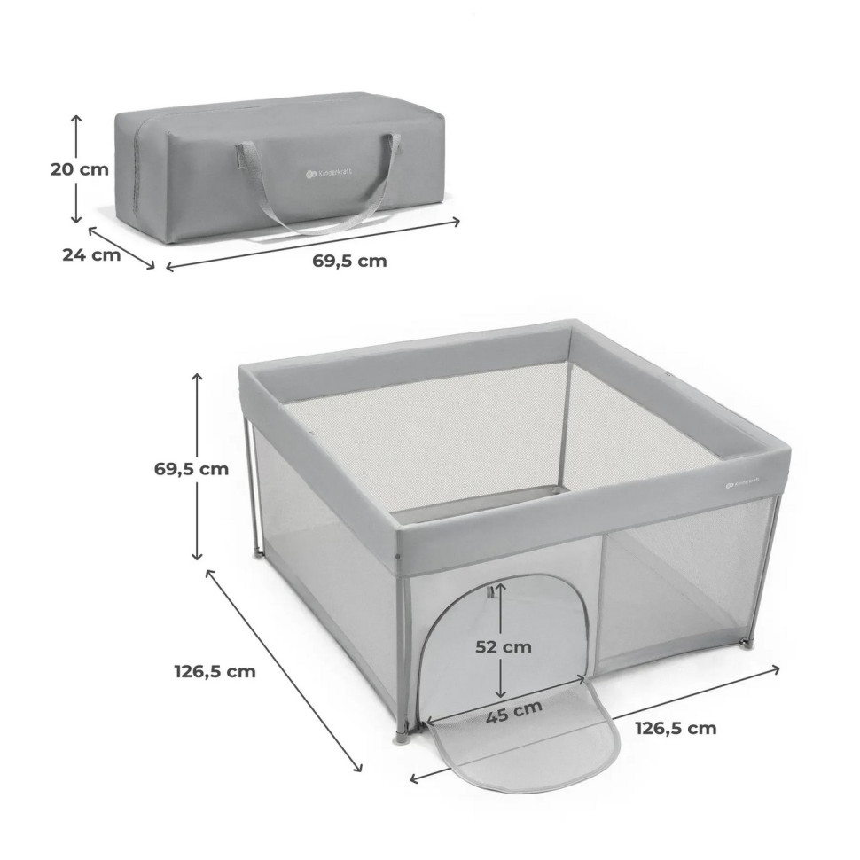 Детская кровать-манеж Ziki Kinderkraft KLZIKI00GRY0000 Grey