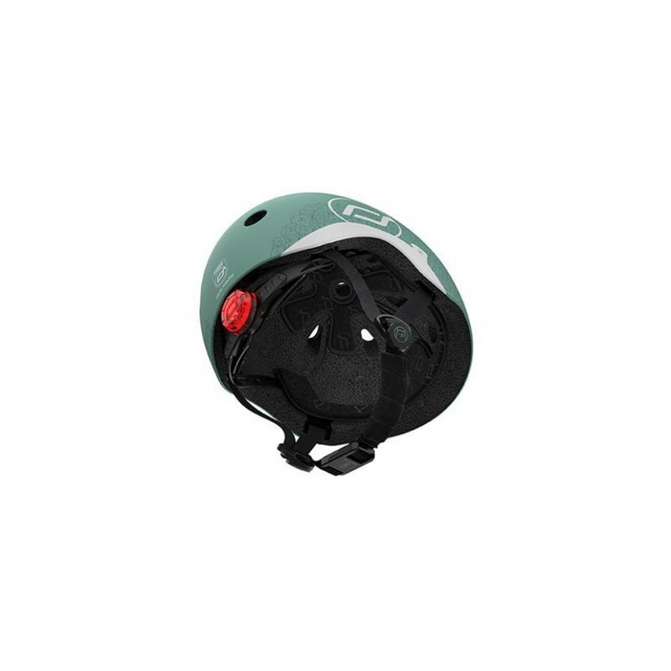 Шлем защитный детский Scoot and Ride SR-210225-FOREST, серо-зеленый с фонариком 45-51 см