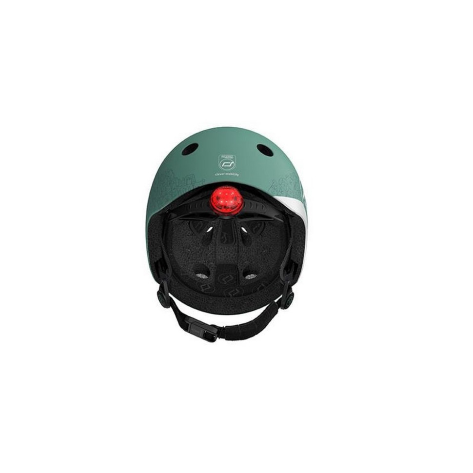 Шлем защитный детский Scoot and Ride SR-210225-FOREST, серо-зеленый с фонариком 45-51 см