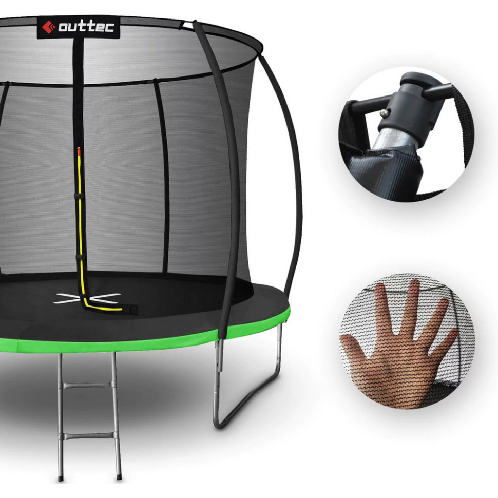 Батут з внутрішньою сіткою Pumpkin Outtec V376579, 252 см, чорно-зелений