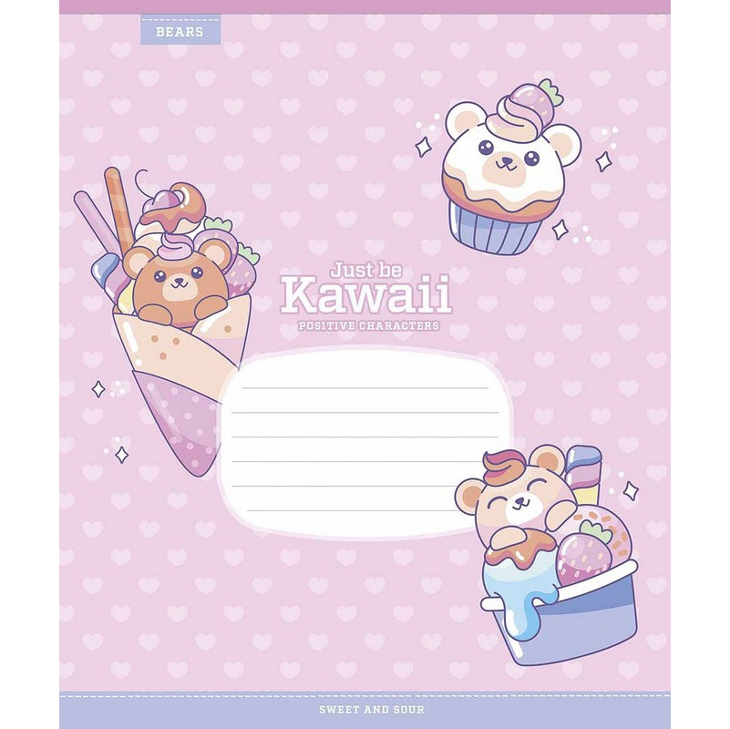Тетрадь ученическая «Just be Kawaii» Школярик 012-3408C-2 в косую линию, 12 листов