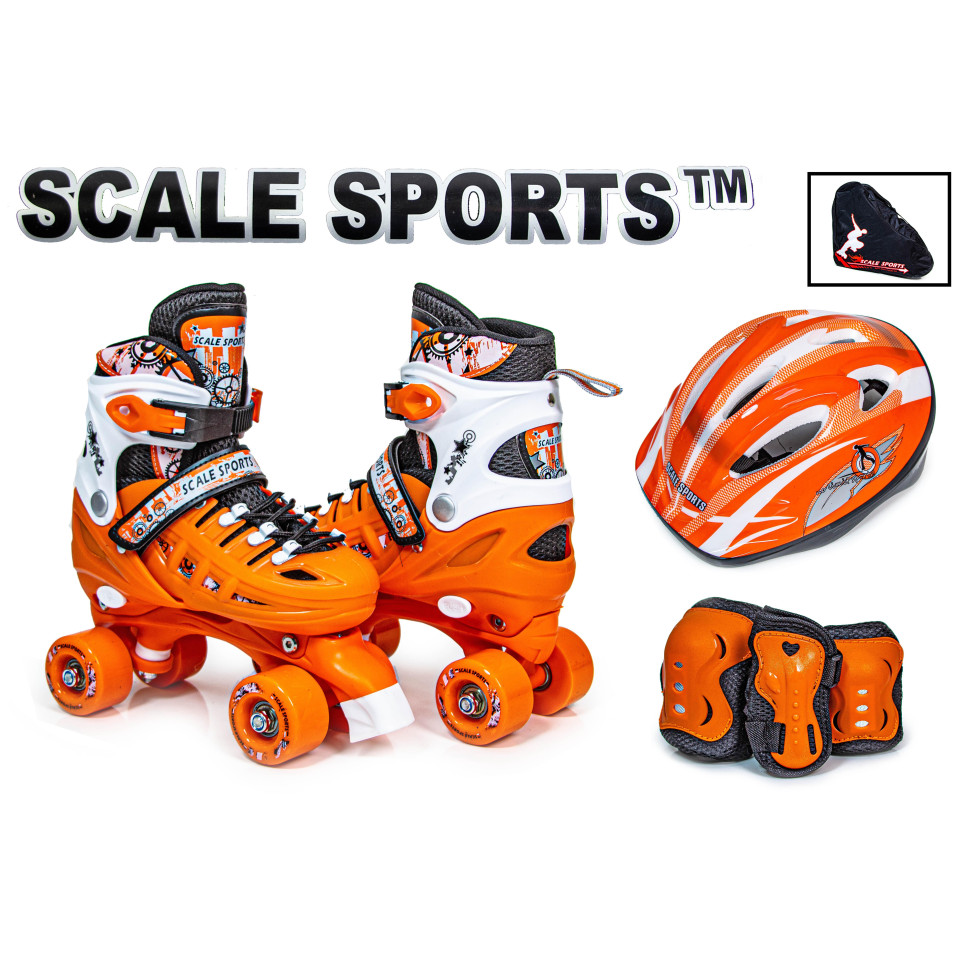 Дитячі ролики-квади та шолом з захистом Scale Sport 1921943281 помаранчевий, розмір 29-33