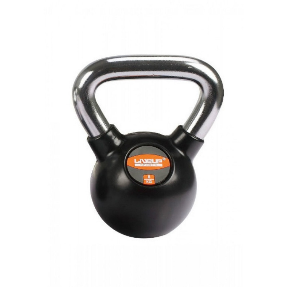 Гиря RUBBER KETTEL DUMBEL DUMBEL LiveUp LS2044-8 черный 8 кг