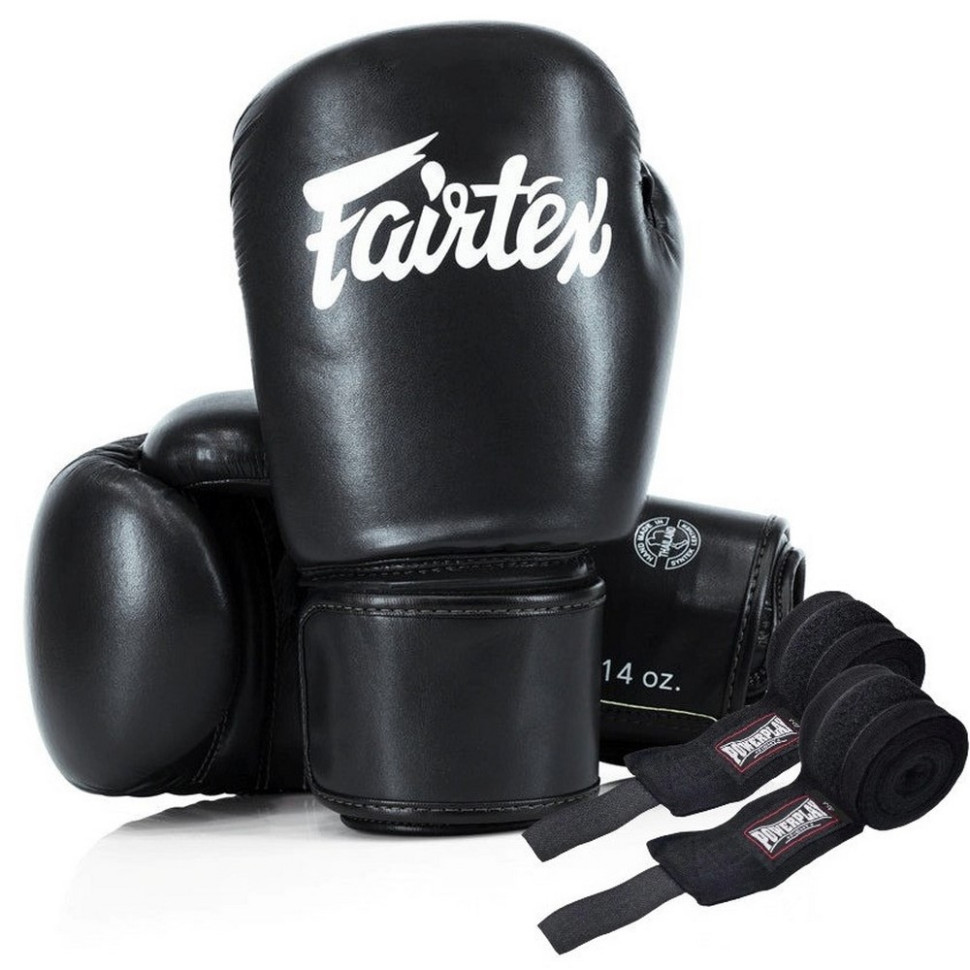 Боксерские перчатки BGV27 Fairtex BGV27_16oz_Black 16 унций (бинты в комплекте)