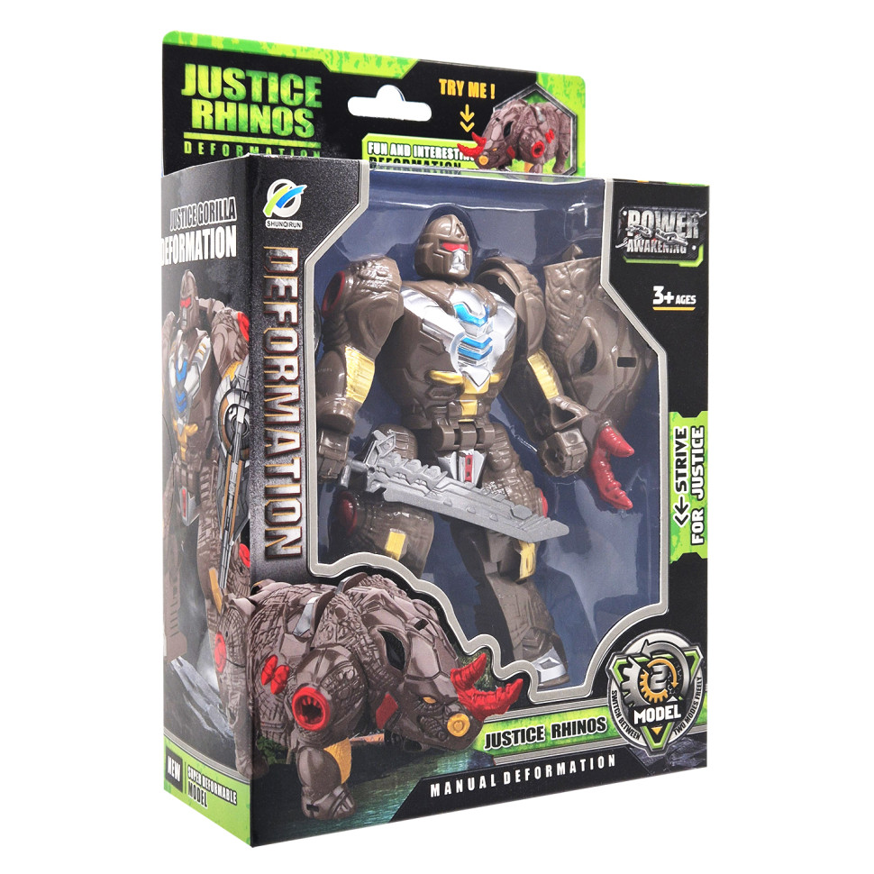 Дитячий робот-трансформер Justice Rhinos Bambi 168-82(Brown) робот-носоріг