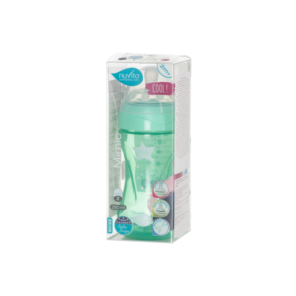 Дитяча пляшечка Nuvita 6032 Mimic Cool 250мл 3+ Антиколікова зелена NV6032GREEN