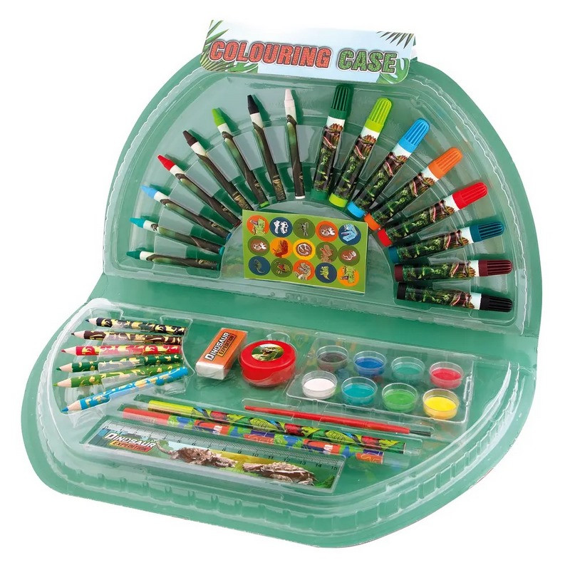 Набір для малювання Dinosaur Expedition Moxy 990193, 8 воскових олівців, 8 фарб