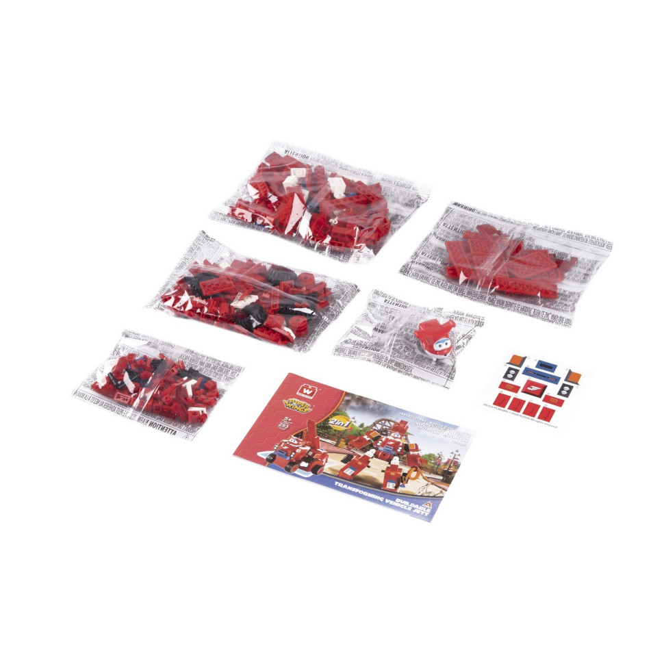 Конструктор-трансформер Super Wings Small Blocks 2-in-1 Buildable Transforming Vehicle Jett, Джетт EU385005