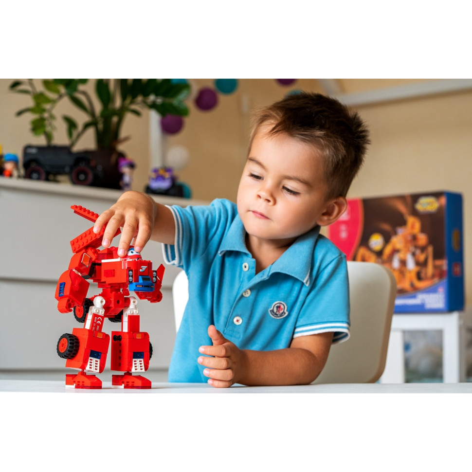 Конструктор-трансформер Super Wings Small Blocks 2-in-1 Buildable Transforming Vehicle Jett, Джетт EU385005