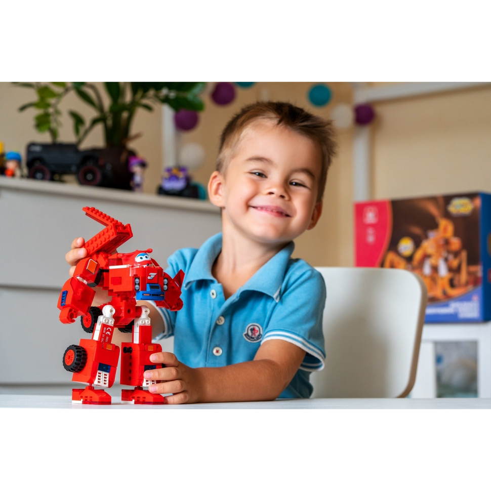 Конструктор-трансформер Super Wings Small Blocks 2-in-1 Buildable Transforming Vehicle Jett, Джетт EU385005
