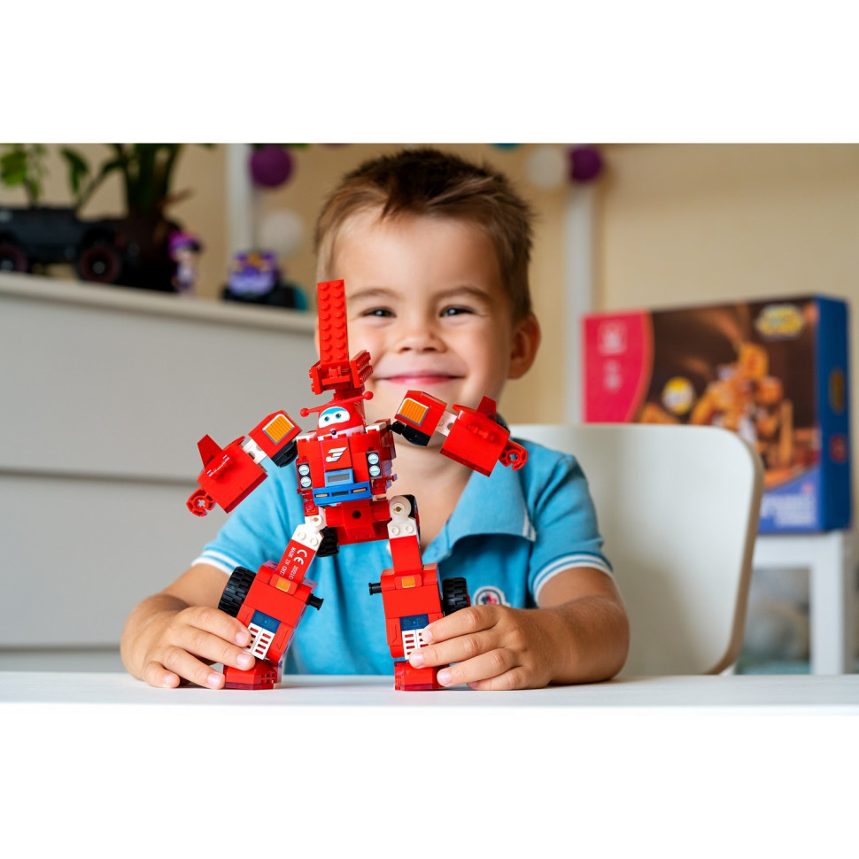 Конструктор-трансформер Super Wings Small Blocks 2-in-1 Buildable Transforming Vehicle Jett, Джетт EU385005