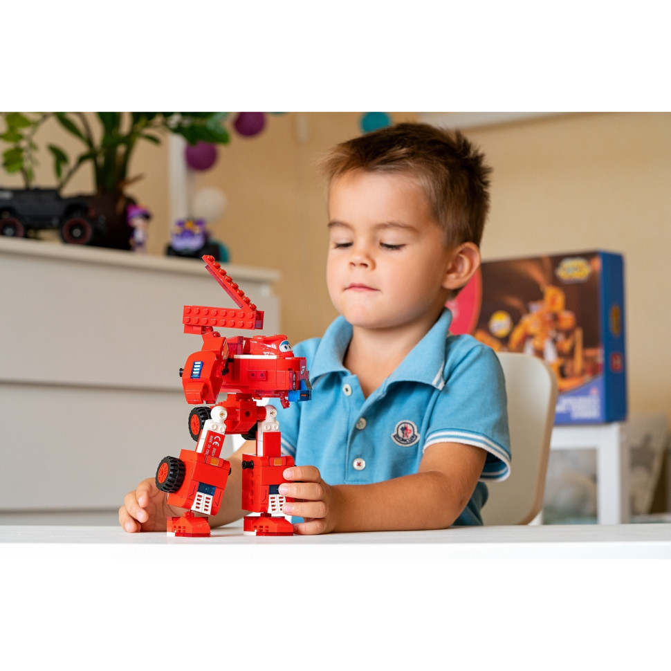 Конструктор-трансформер Super Wings Small Blocks 2-in-1 Buildable Transforming Vehicle Jett, Джетт EU385005