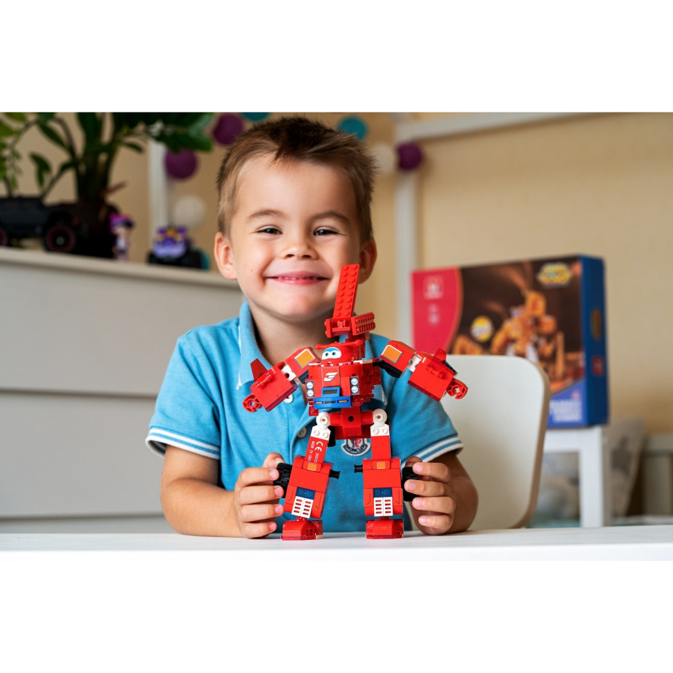 Конструктор-трансформер Super Wings Small Blocks 2-in-1 Buildable Transforming Vehicle Jett, Джетт EU385005