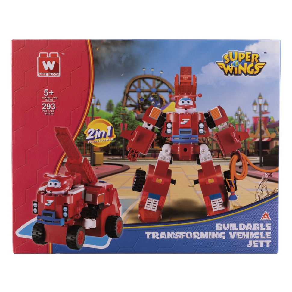 Конструктор-трансформер Super Wings Small Blocks 2-in-1 Buildable Transforming Vehicle Jett, Джетт EU385005