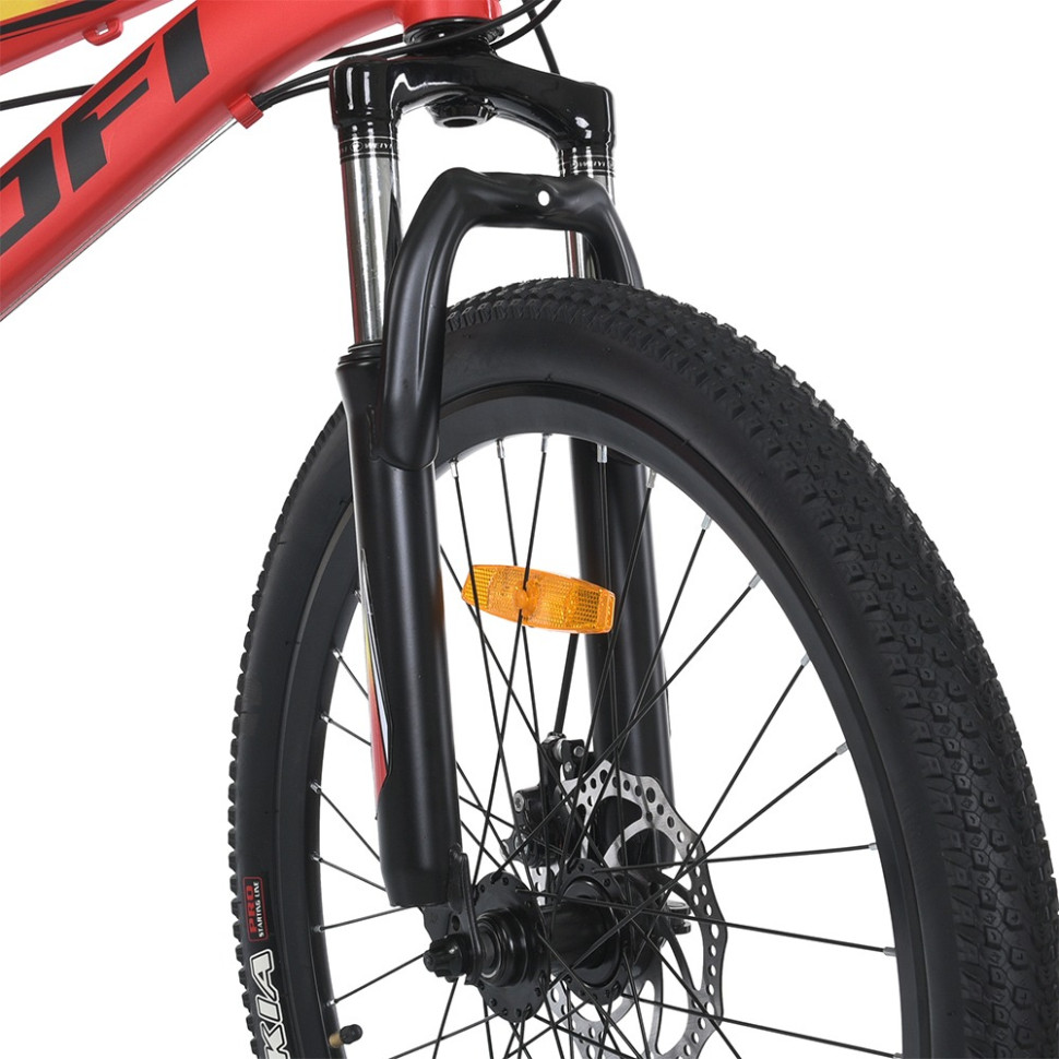 Велосипед PROF1 MTB2401-1, 24 дюймів, алюмінієва рама 11 Shimano 21SP червоно-чорний 