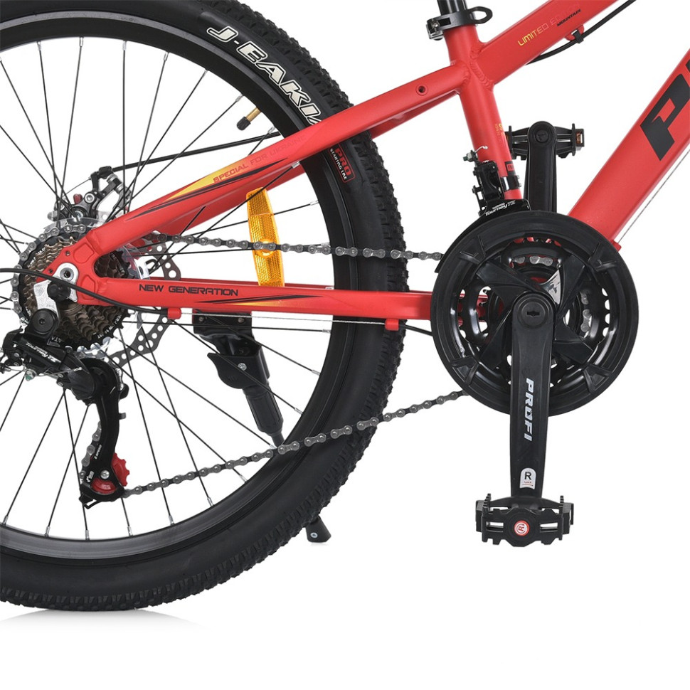 Велосипед PROF1 MTB2401-1, 24 дюймів, алюмінієва рама 11 Shimano 21SP червоно-чорний 