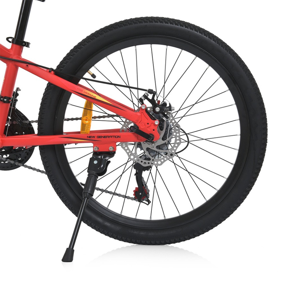 Велосипед PROF1 MTB2401-1, 24 дюймів, алюмінієва рама 11 Shimano 21SP червоно-чорний 