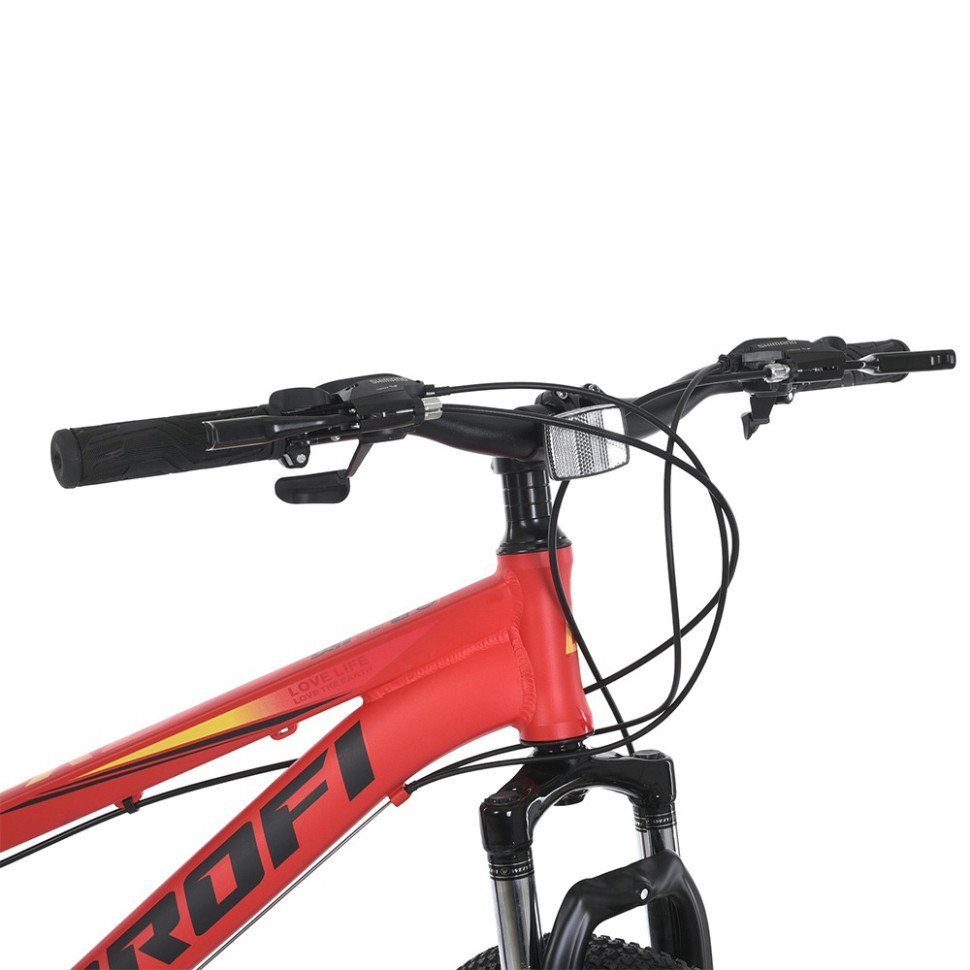 Велосипед PROF1 MTB2401-1, 24 дюймів, алюмінієва рама 11 Shimano 21SP червоно-чорний 