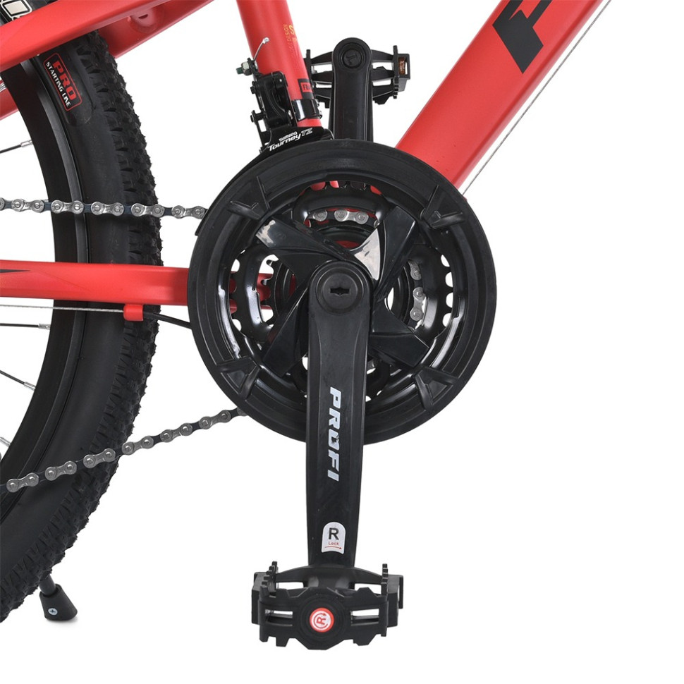 Велосипед PROF1 MTB2401-1, 24 дюймів, алюмінієва рама 11 Shimano 21SP червоно-чорний 
