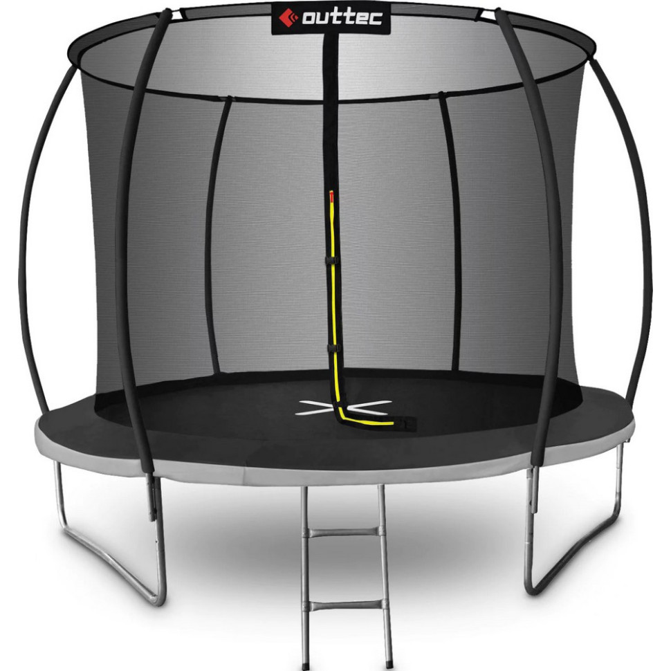 Батут з внутрішньою сіткою Pumpkin Outtec V386843, 252 см, чорно-сірий