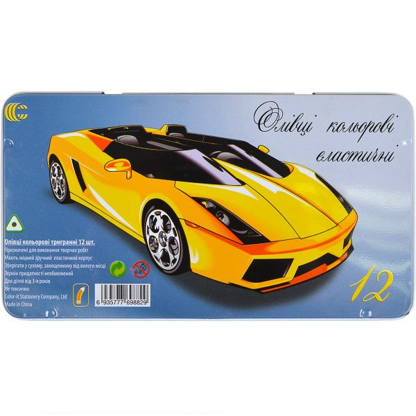 Набір олівців 12 кольорів COLOR-IT CRМ555-12 Metal elastico 