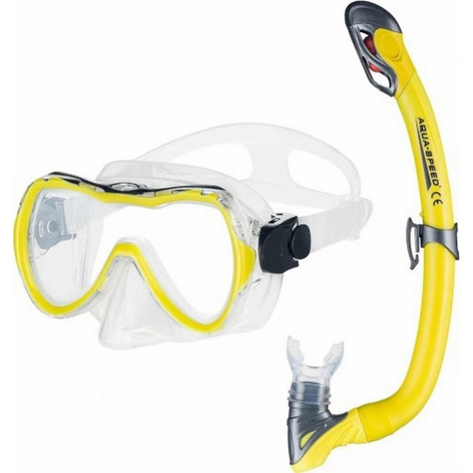 Набор маска и трубка ENZO + SAMOS Aqua Speed 615-18 желтый, OSFM