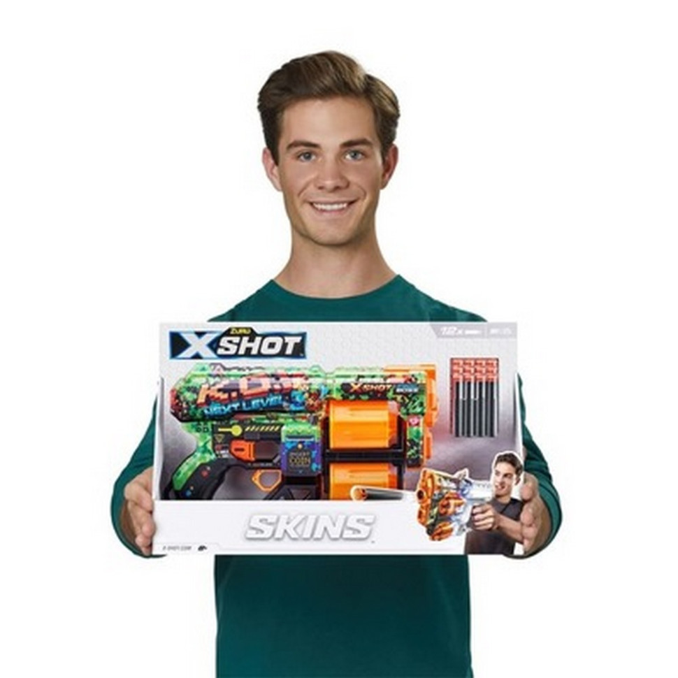 Скорострельный бластер X-SHOT 36517A Skins Dread Boom (12 патронов)