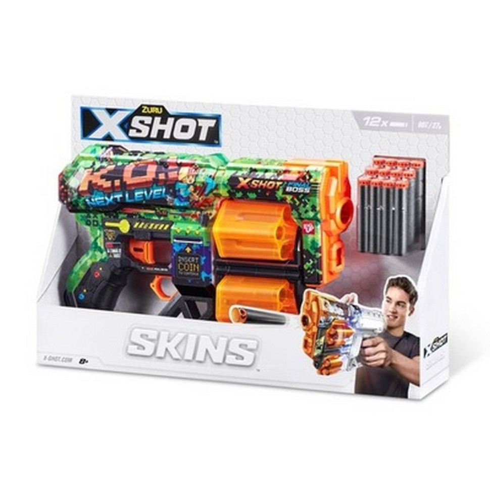 Скорострельный бластер X-SHOT 36517A Skins Dread Boom (12 патронов)
