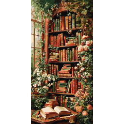 Картина по номерам "Очаровательная библиотека под плющом" Origami LW5182, 40х80 см