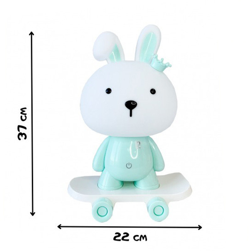 Нічник дитячий «Зайчик на скейті» Mega Zayka MGZ-1407(Blue) живлення від USB
