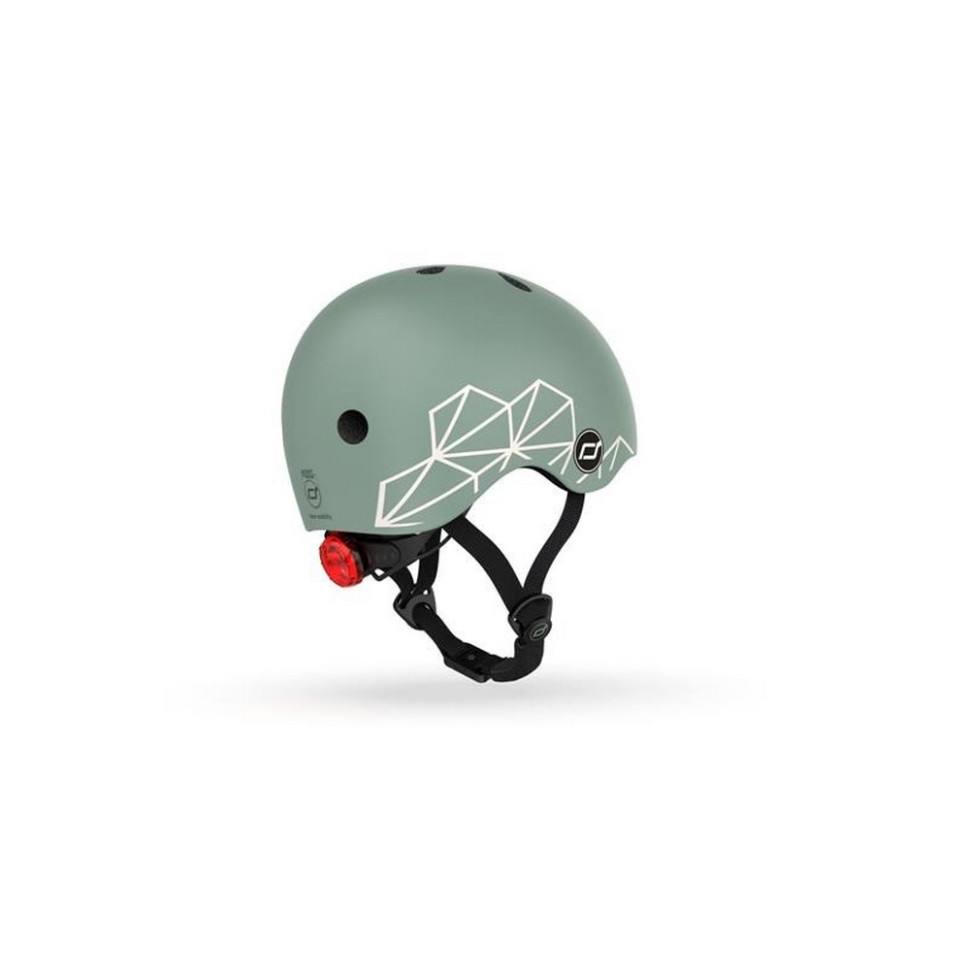 Шлем защитный детский Scoot and Ride SR-181206-GREENLINES, зеленый, с фонариком, 45-51 см