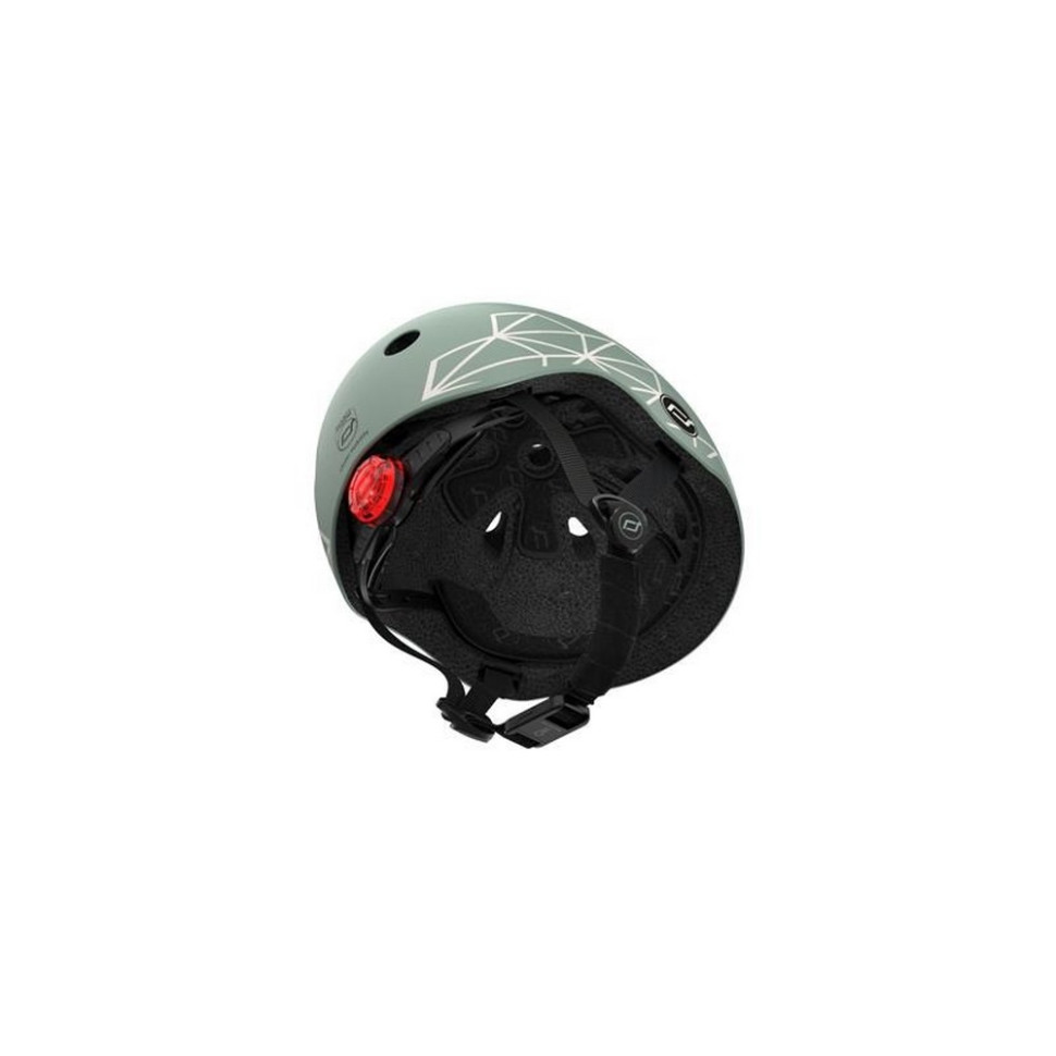 Шлем защитный детский Scoot and Ride SR-181206-GREENLINES, зеленый, с фонариком, 45-51 см