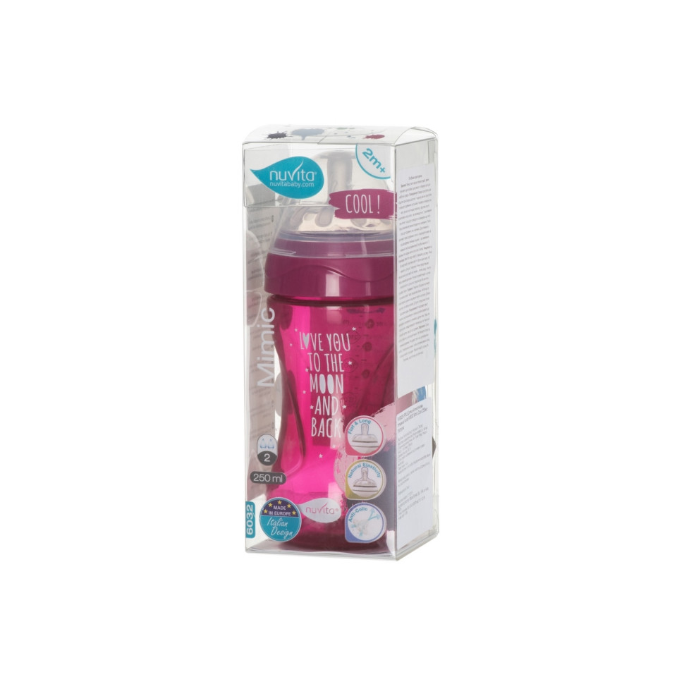 Дитяча пляшечка Nuvita 6032 Mimic Cool 250мл 3+ Антиколікова пурпурна NV6032PURPLE