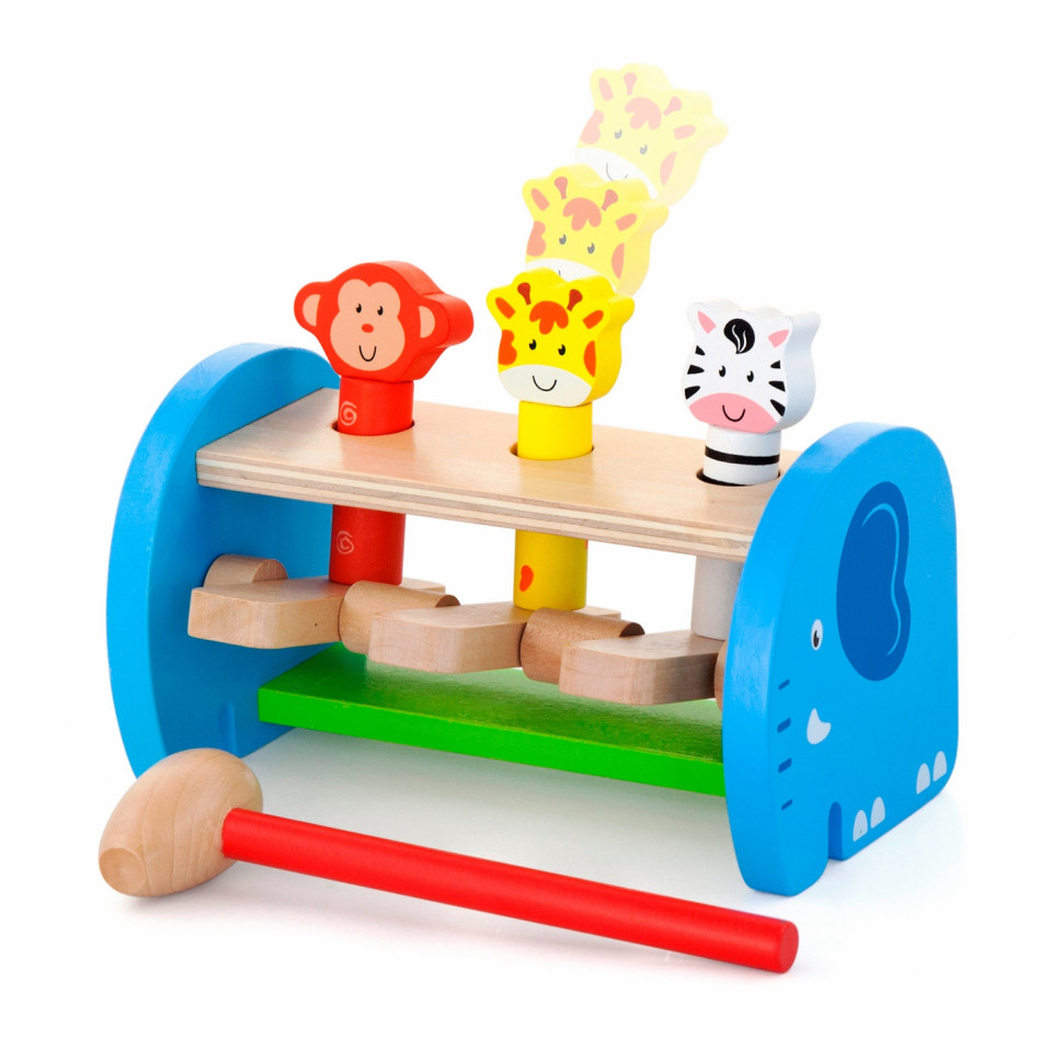 Стукалка дерев'яна Звірята Viga Toys 50683, 3 фігурки тварин