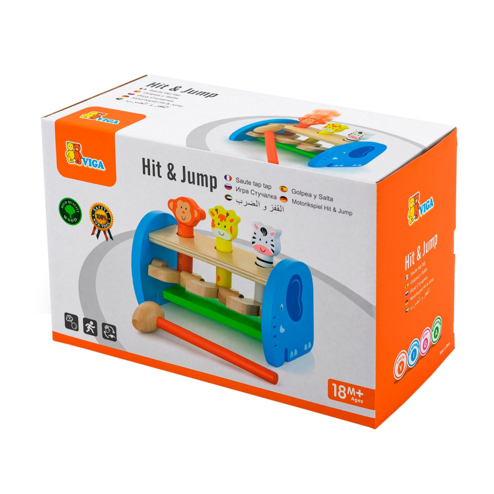 Стукалка дерев'яна Звірята Viga Toys 50683, 3 фігурки тварин