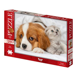 Пазл классический "Щенок и котенок" Danko Toys C380-06-01, 380 элементов