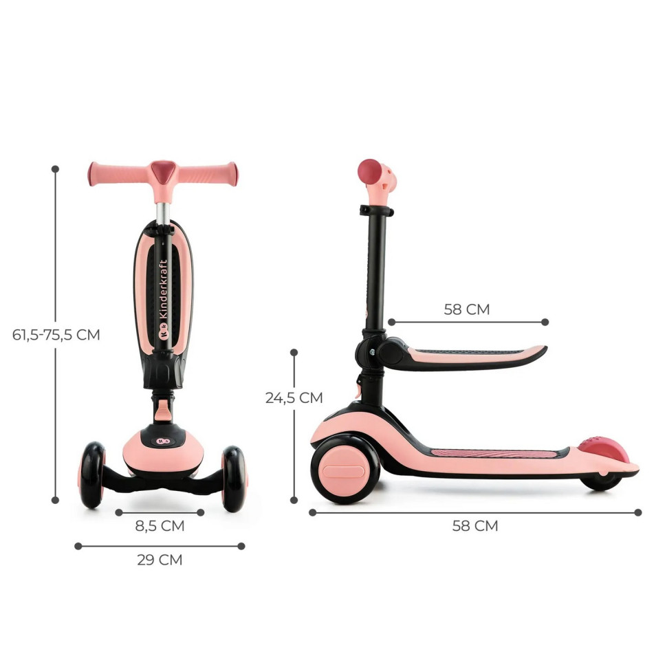 Детский самокат-беговел Kinderkraft KRHALL00PNK0000 Halley Rose Pink
