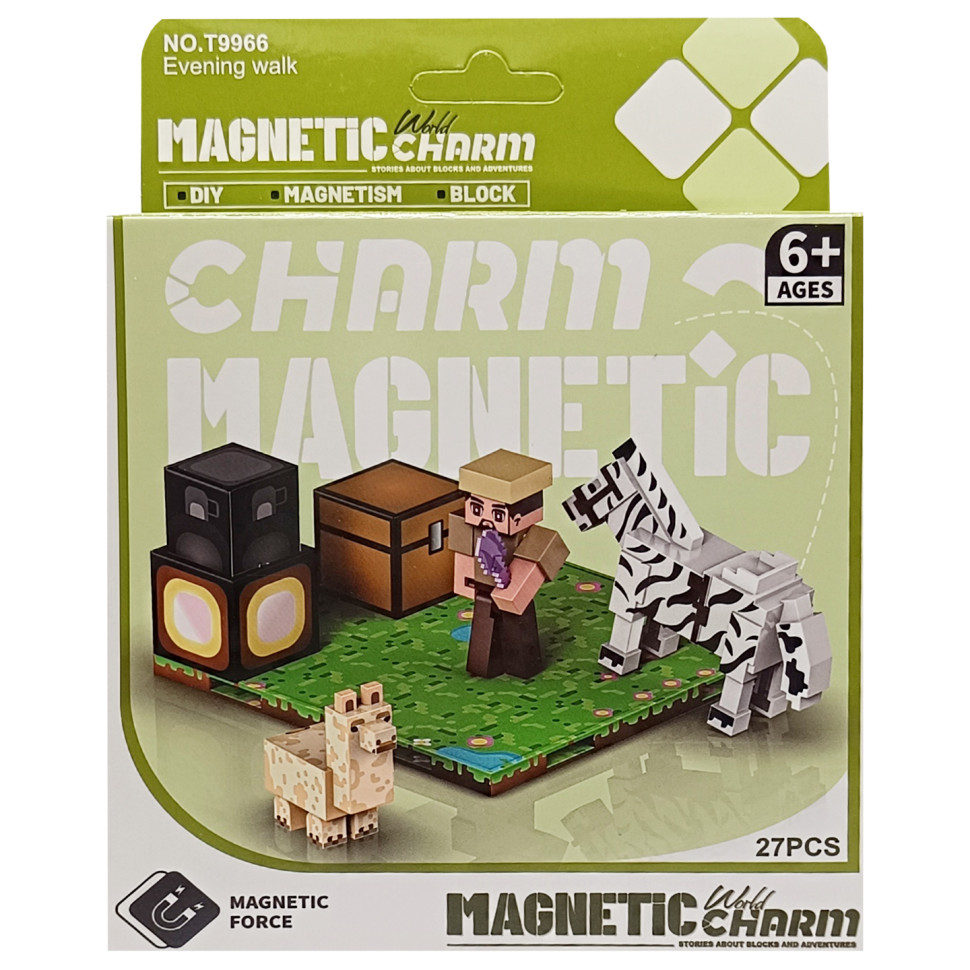 Детский магнитный конструктор Minecraft Bambi 9966, 27 деталей
