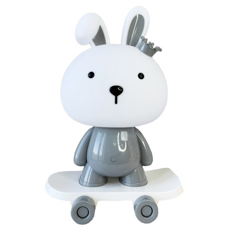 Нічник дитячий «Зайчик на скейті» Mega Zayka MGZ-1407(Grey) живлення від USB