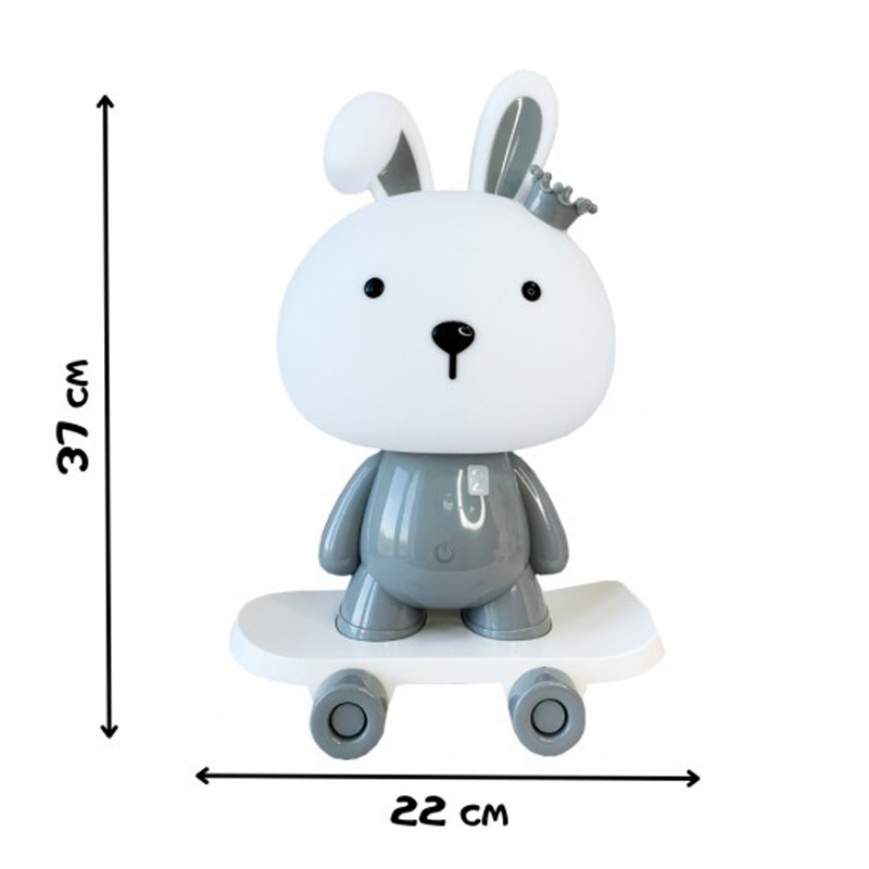 Нічник дитячий «Зайчик на скейті» Mega Zayka MGZ-1407(Grey) живлення від USB