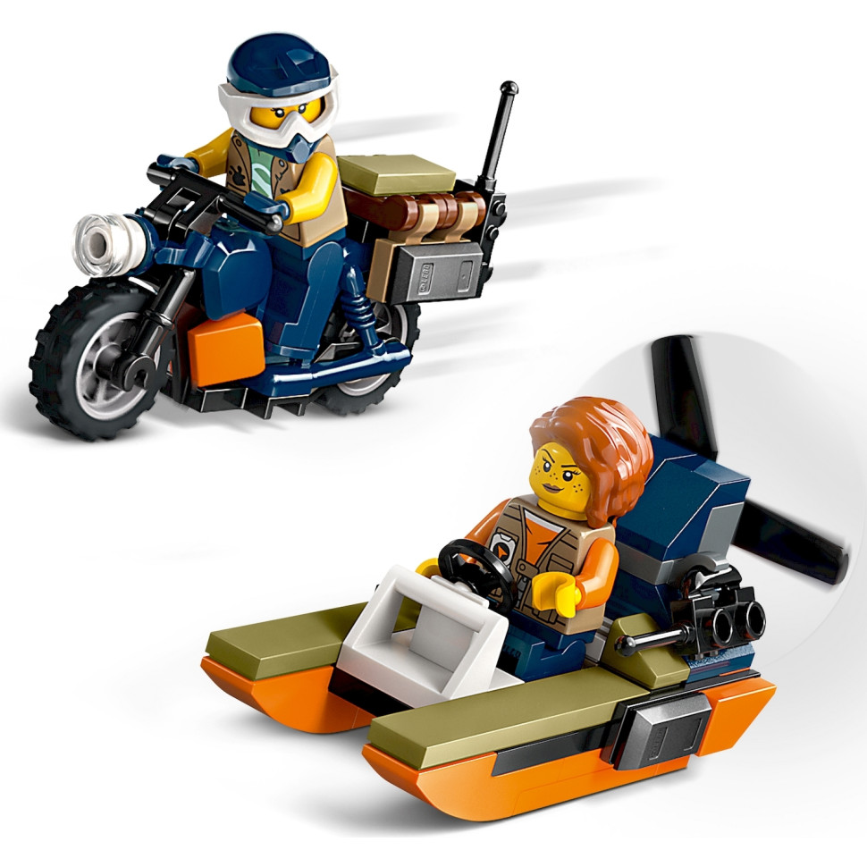 Конструктор LEGO City Вертолет в базовом лагере для исследования джунглей 60437, 881 деталь 